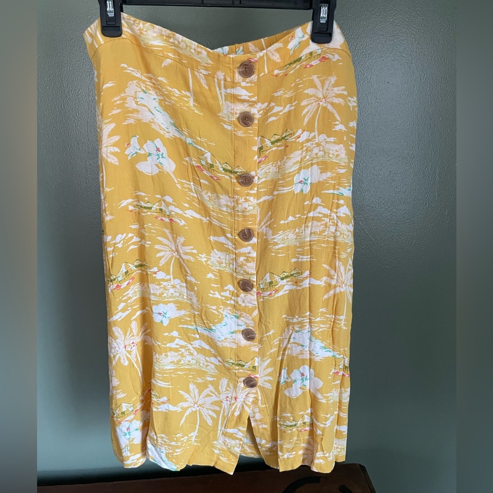 LC Lauren Conrad Yellow Tropical A-Line Skirt